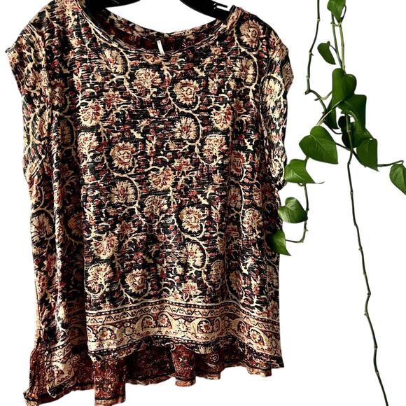 Free People High Tide Dual Print High/Low Shirt OB1116404  Small - Picture 4 of 9